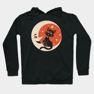 Vintage Halloween Moon Kitty Hoodie